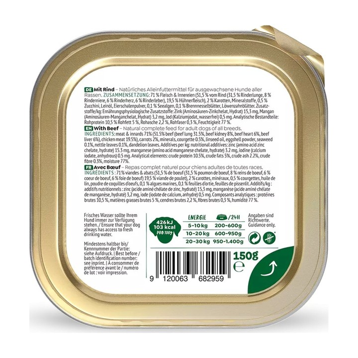 WOW Adulto Manzo con Carote e Zucchine 150 g | Zoo Pluto
