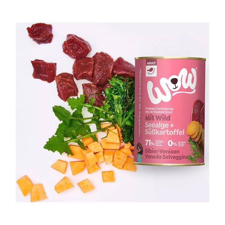 WOW Adulto Selvaggina con Alghe Marine e Patate Dolci 800 g