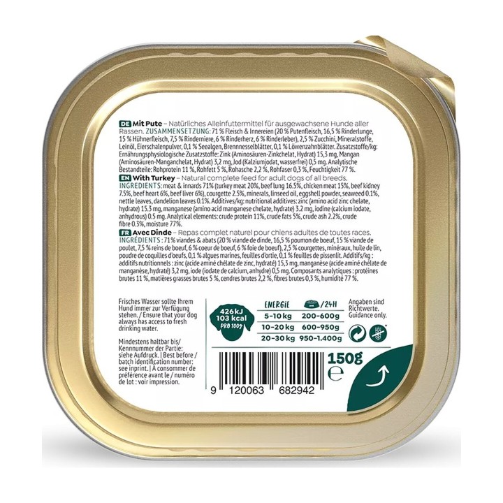WOW Adulto Tacchino con Zucchine e Dente di Leone 150 g
