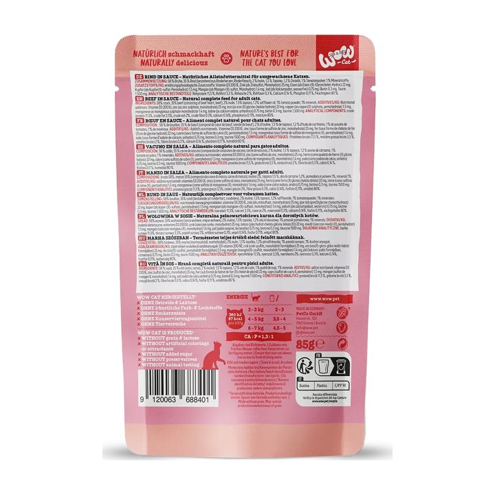 WOW Cat Adult Manzo in salsa 85 g | Zoo Pluto