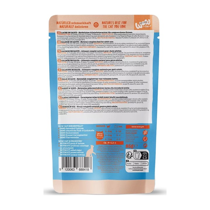 WOW Cat Adult Salmone in salsa 85 g | Zoo Pluto