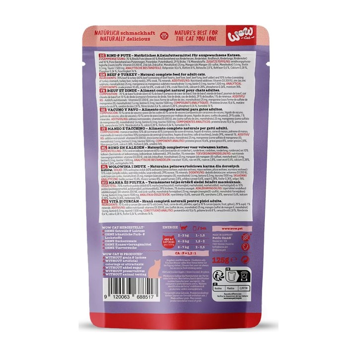 WOW Cat Adult Patè Manzo e Tacchino 125 g | Zoo Pluto