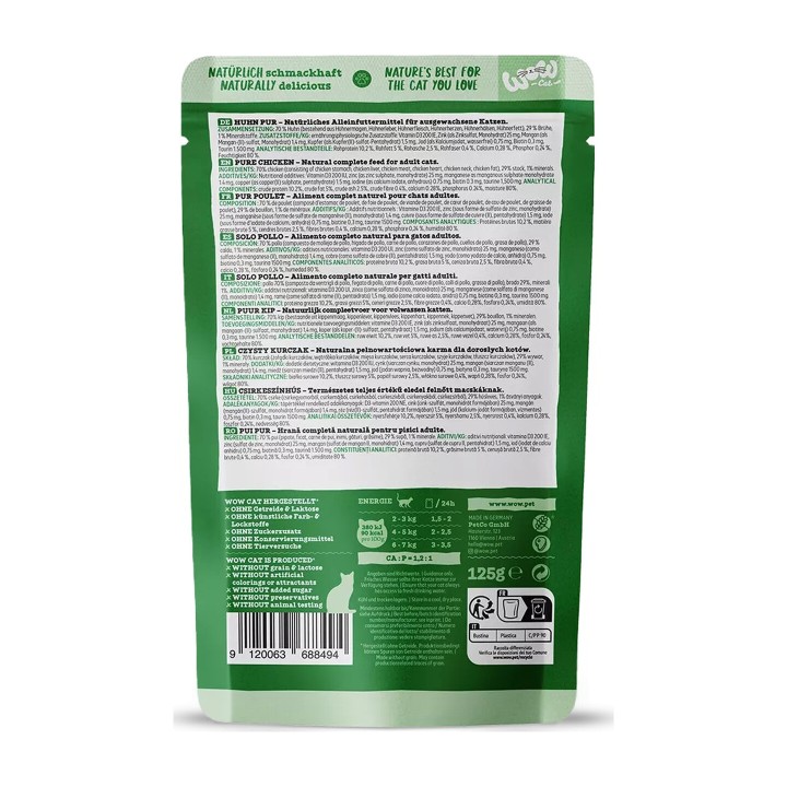 WOW Cat Adult Patè Pollo puro 125 g | Zoo Pluto