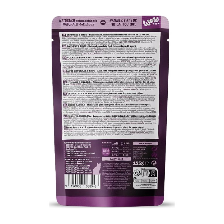 WOW Cat Senior Patè Pollame e Anatra 125 g | Zoo Pluto