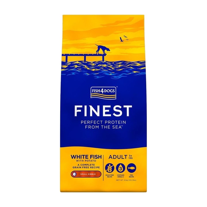 Fish4Dogs Adult White Fish Potato Small Kibble 6 kg