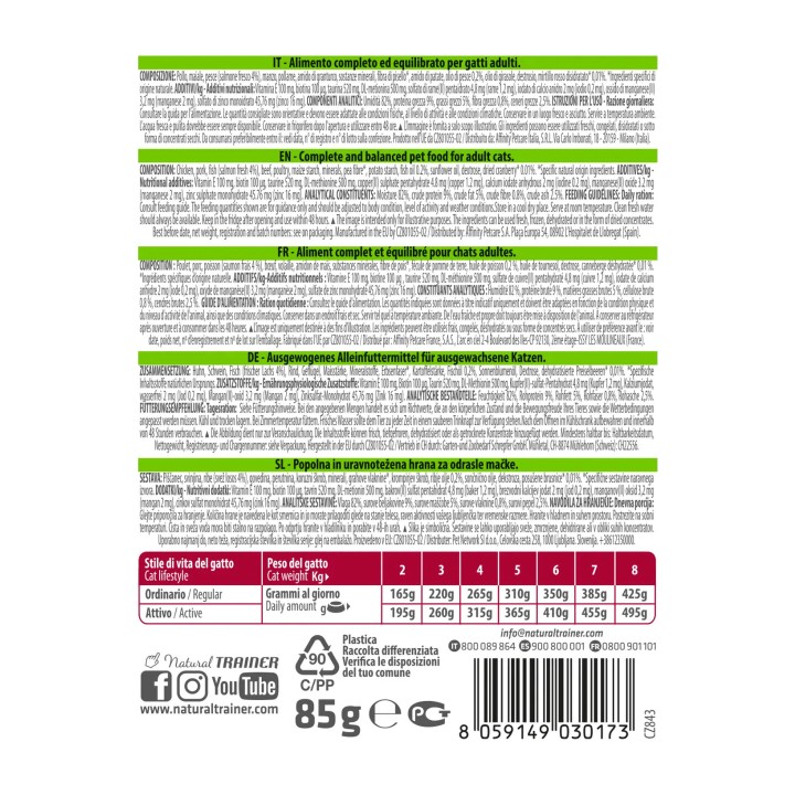 Natural Trainer Adult Salmone 85 g | Zoo Pluto