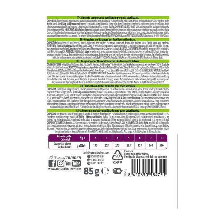 Natural Trainer Sterilised Anatra 85 g | Zoo Pluto
