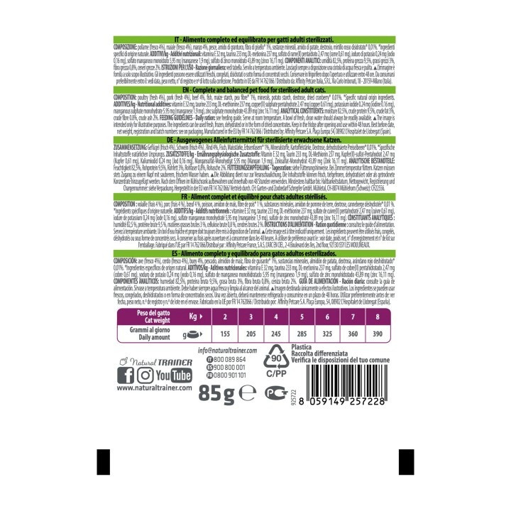 Natural Trainer Sterilised Manzo 85 g | Zoo Pluto