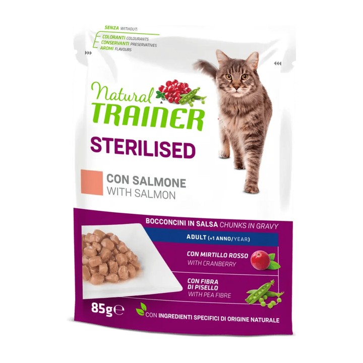 Natural Trainer Sterilised Salmone 85 g | Zoo Pluto