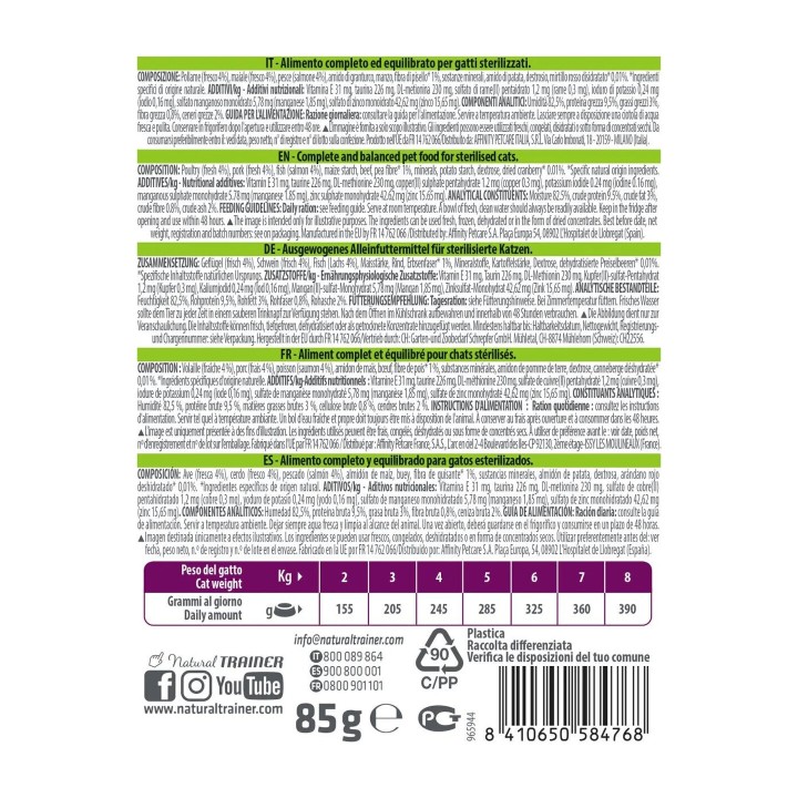Natural Trainer Sterilised Salmone 85 g | Zoo Pluto