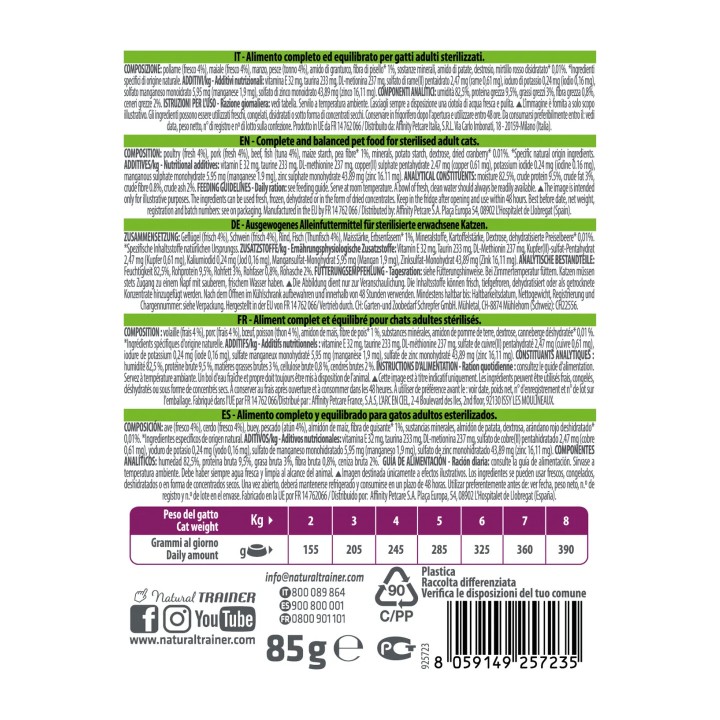 Natural Trainer Sterilised Tonno 85 g | Zoo Pluto