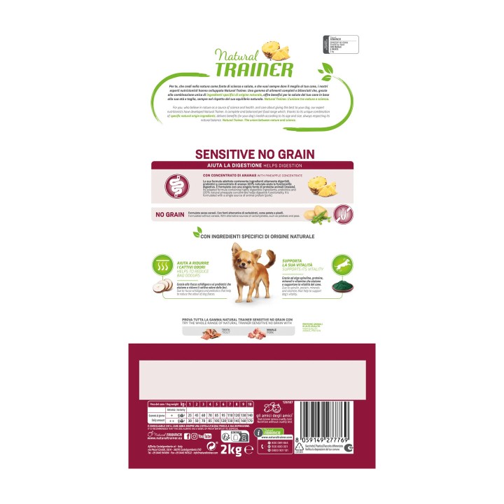 Natural Trainer Sensitive No Grain Mini Adult Maiale 2 kg
