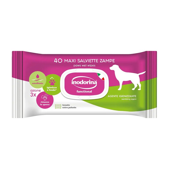 Inodorina Salviette Functional Zampe 40 pz | Zoo Pluto