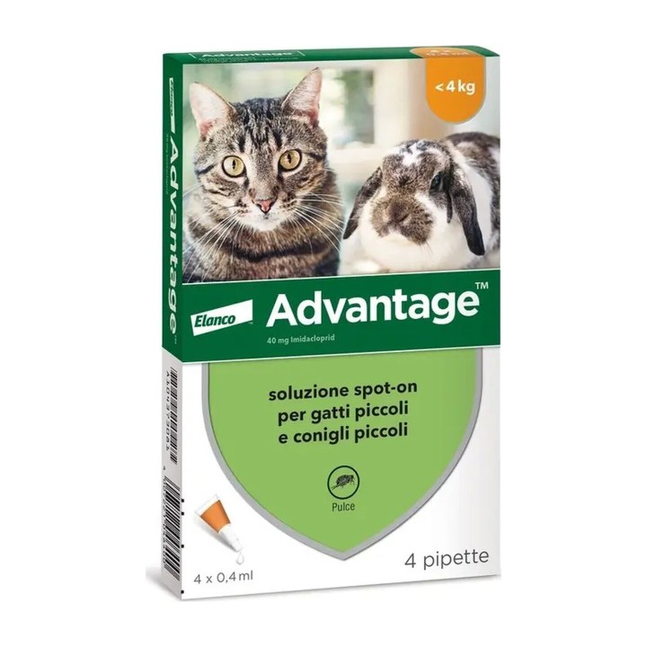 Advantage 40 Spot-On Gatto e Coniglio fino a 4 kg da 0,4 ml