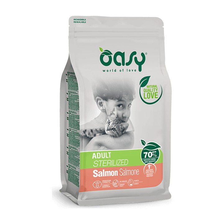 Oasy Crocchette Gatto Adult Sterilized Salmone 1,5 kg