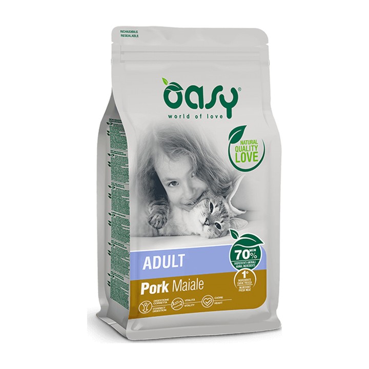 Oasy Crocchette Gatto Adult Maiale 1,5 kg | Zoo Pluto