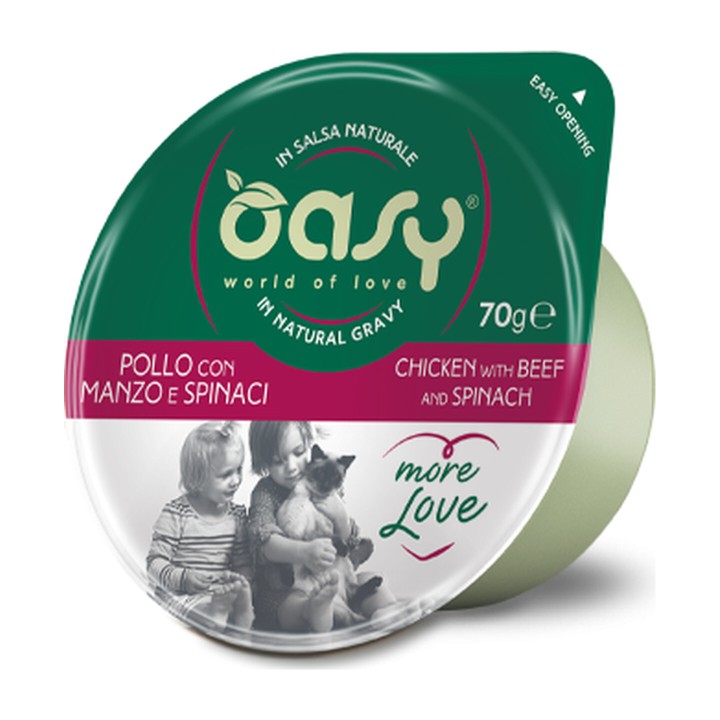 Oasy More Love Cup Pollo con Manzo e Spinaci 70 g