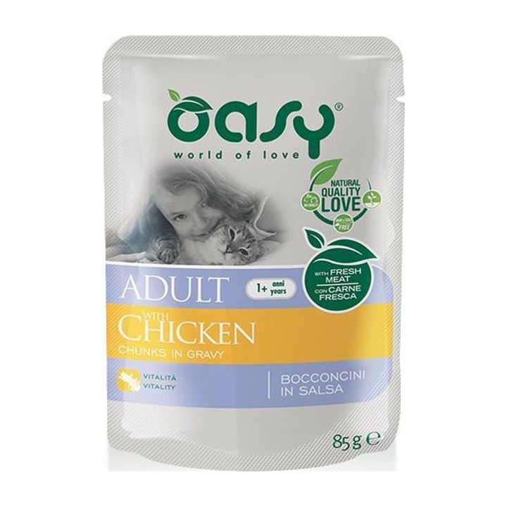 Oasy Bocconcini in Salsa Adult con Pollo 85 g | Zoo Pluto