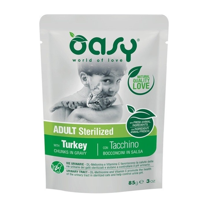 Oasy Bocconcini in Salsa Adult Sterilized con Tacchino 85 g
