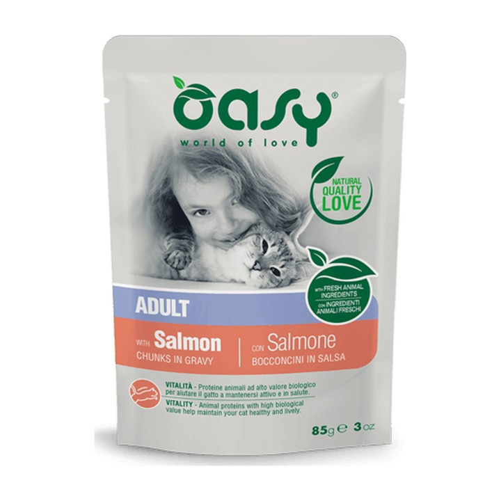 Oasy Bocconcini in Salsa Adult con Salmone 85 g | Zoo Pluto
