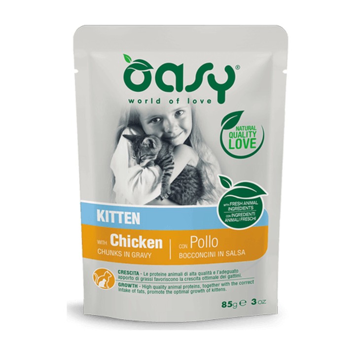 Oasy Bocconcini in Salsa Kitten con Pollo 85 g | Zoo Pluto